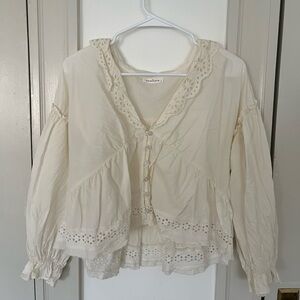 Neuflora cream button up blouse